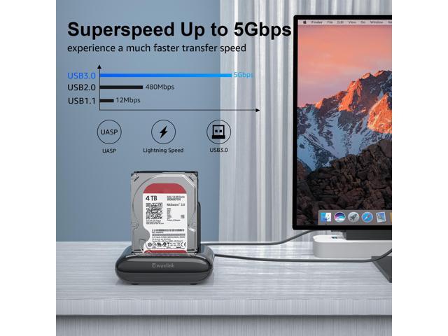 Wavlink Dual Bay External Hard Drive Docking Station, USB 3.0 to SATA I/II/III for 2.5 or 3.5in HDD, SSD with Offline Clone Function, supports...