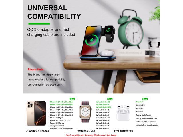 Minthouz 3 in 1 Wireless Charger, 18W Fast Wireless Charging Station for Multiple Devices Apple Watch, AirPods, Wireless Charger Stand Compatible...
