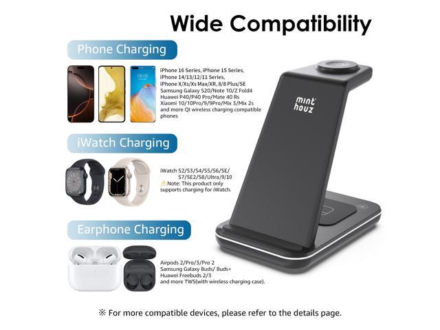 Minthouz Wireless Charger,3 in 1 Fast Wireless Charging Station with 20W Adapter for Multiple Devices Apple Watch, AirPods, Compatible with iPhone...