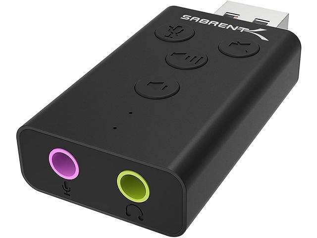 SABRENT Aluminum USB External 3D Stereo Sound Adapter for Windows and Mac. Plug and Play No Drivers Needed. [Black] (AU-DDAB)