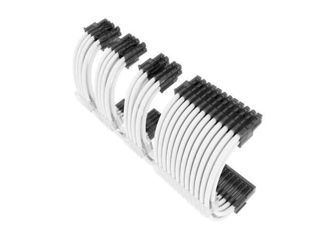 Hipesen Sleeved Cables PSU Extension Kit(White Cable with Transparent Connectors) 16AWG 30cm ATX 24-pin,CPU4+4-pin,PCI-E 6+2-pin * 2 for ATX Power...