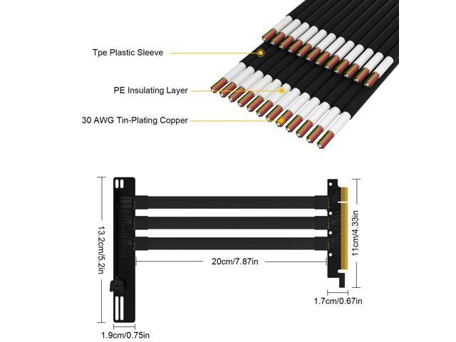 Hipesen High Speed PCI Express Riser Card Bracket PCI-E 4.0 x 16 Riser Card Extender Ribbon Flexible Extension Cable 90 Degree for Computer Graphic...