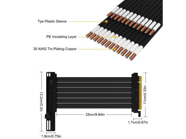 Hipesen High Speed PCI Express Riser Card Bracket PCI-E 3.0 x 16 Riser Card Extender Ribbon Flexible Extension Cable 90 Degree for Computer Graphic...