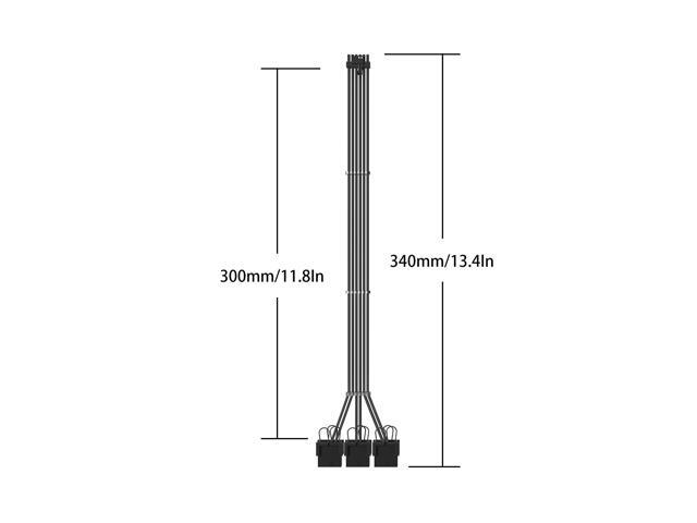 Hipesen PCIe 5.0 GEN5 12VHPWR PSU Power Cable Superior Flexible Sleeved Cables 16PIN To PCIE 3*8Pin 16AWG Black