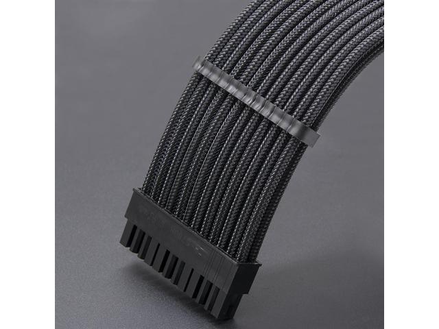 Hipesen Black Sleeved Cables PSU Extension Kit 18AWG 30cm ATX 24-pin,CPU4+4-pin,PCI-E 6+2-pin,PCI-E 6-pin for ATX Power Supply Cable with Black...