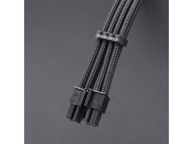 Hipesen Black Sleeved Cables PSU Extension Kit 18AWG 30cm ATX 24-pin,CPU4+4-pin,PCI-E 6+2-pin,PCI-E 6-pin for ATX Power Supply Cable with Black...