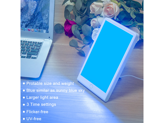 Light Therapy Lamp, SMY Blue Light Energy Lamp and Adjustable LED Blue Light, Tablet One Touch with Timer, 100% UV Free