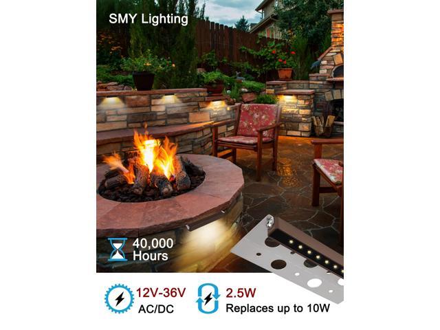 SMY Lighting 4Pack 7 Inch 2.5W LED Hardscape Lighting Retaining Wall Lights, IP68 Waterproof 12V-36V Low Voltage AC/DC Soft White 2700K Hardscape...