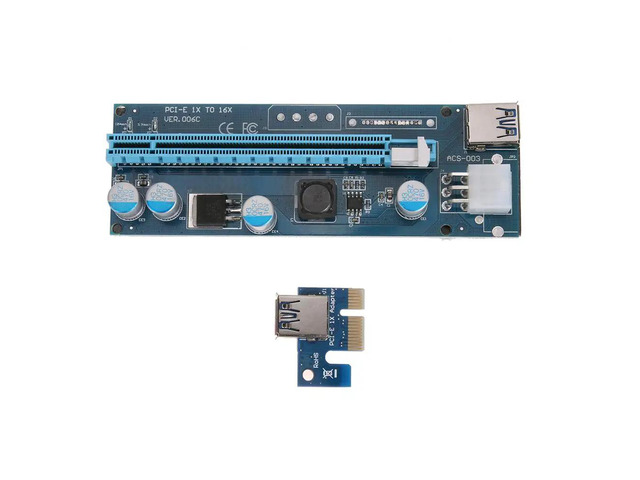 006C PCI-E 1X to 16X Extender Riser Card 6Pin Power Adapter Cord with LED Indicator for Bitcoin Miner