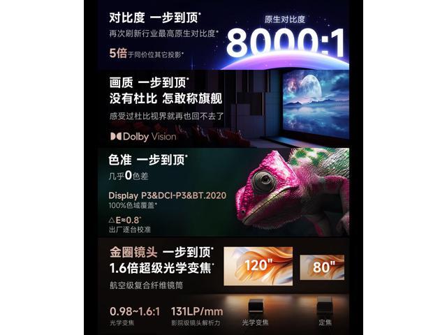 Dangbei S7 Ultra Max 4K Projector Triple Color Laser 5800 CVIA Lm 0.8~1.6:1 Throw, MT9681 8G 128G, Dolby Vision & Audio DTS HD HiFi Stereo Speaker,...