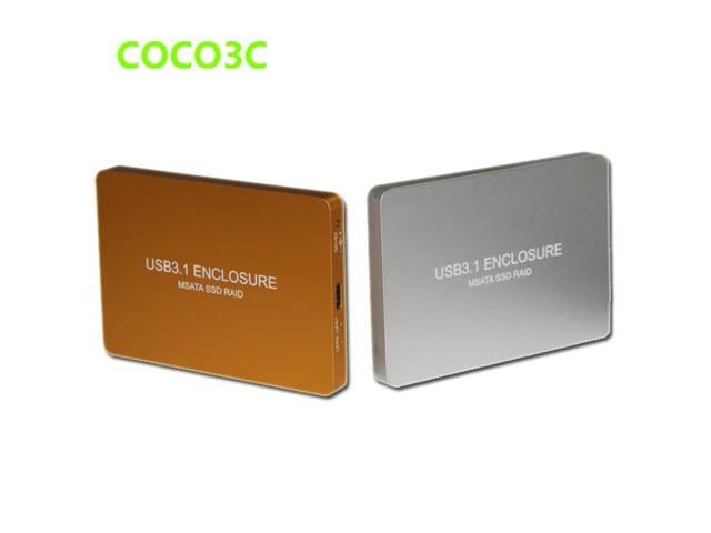 USB3.1 Type-C to 2 MSATA SSD RAID Enclosure USB-C to Dual mini SATA adapter mSATA SSD External Box + RAID0 RAID1