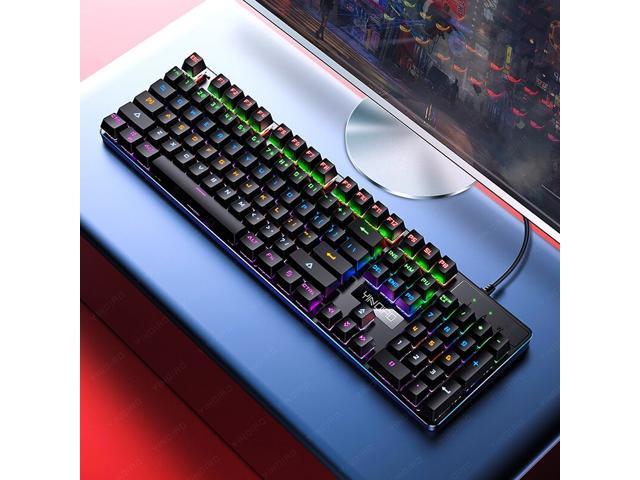 Gaming Mechanical Keyboard Blue Black Switch USB Mix Backlit Wired Keyboard 104 Anti-ghosting For Game Laptop PC Double Color