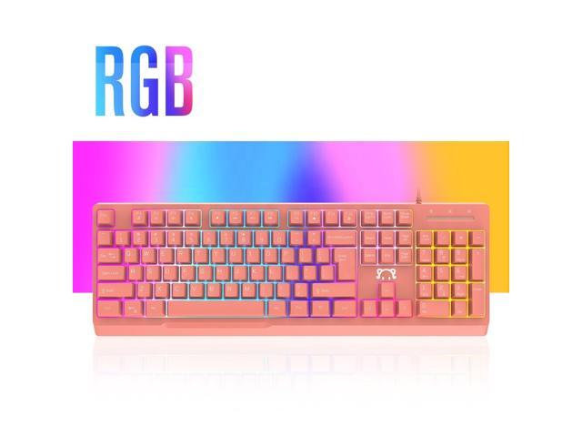 New 104 Keys RGB Membrane Mechanical Feel Gaming Keyboard 19-key No- Resistant Wired Ergonomic Keyboard for Gamers