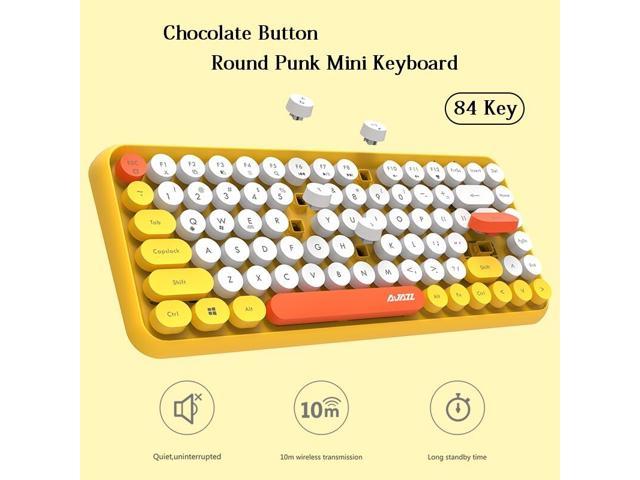 Bluetooth Keyboard Retro Round Keycap Plastic Panel Colorful Border Waterproof Mobile Phone Keyboard