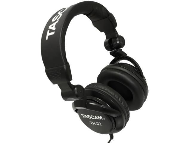 Tascam TH-02 Closed Back multi-use studio Headphones Black, professional head-mounted studio recording monitor headphones