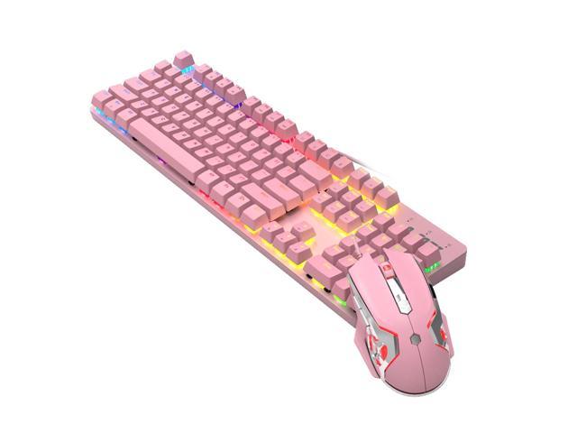 Pink Mechanical Keyboard Cute Keycaps Gaming Office Application for Notebook PC Mechanical Green Switch Keybaord no Punch