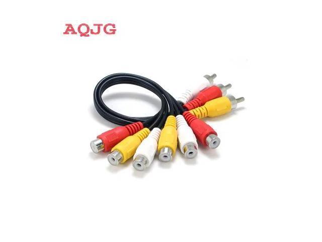 3 RCA Male To 6 RCA Female Plug Splitter Audio TV DVD Video Adapter AV Cable 3 RCA Male To 6 RCA Female Plug