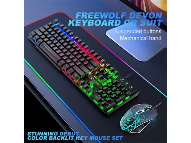T13 Rainbow Backlight Usb Ergonomic Gaming Keyboard And Mouse Set For Pc Laptop Office E-sports Gaming Accessories