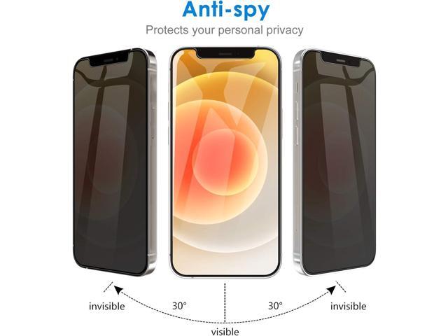 JETech Privacy Screen Protector for iPhone 12/12 Pro 6.1-Inch, Anti Spy Tempered Glass Film, 2-Pack