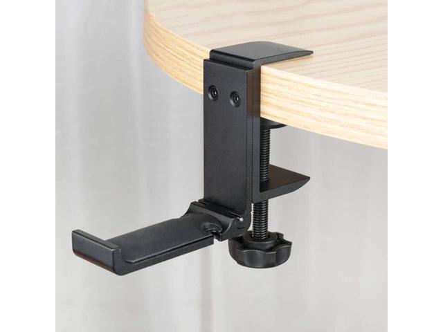 Goldmille Aluminum Headphone Stand Hanger Foldable with Cable Clip Headset Holder Clamp Hook Under Desk, Save Your Space While Working & Gaming