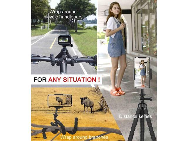Phone Tripod, Flexible Tripod, Upgrade 4-Axis Angle Adjustment, Unique 360° Rotating Holder, Sturdy Octopus-Style Legs, and Wireless Remote Shutter...