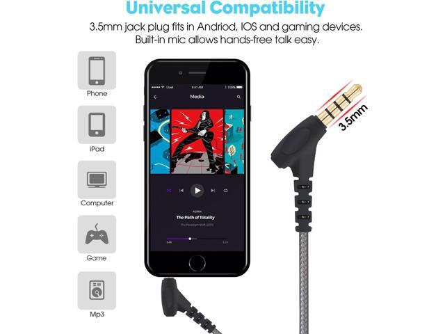 Super Bass Wired Earbuds with Microphone Noise Cancelling, Deep Bass Ear Buds for Gaming, Travel, Work Comfortable, Durable Wired Earphones with...