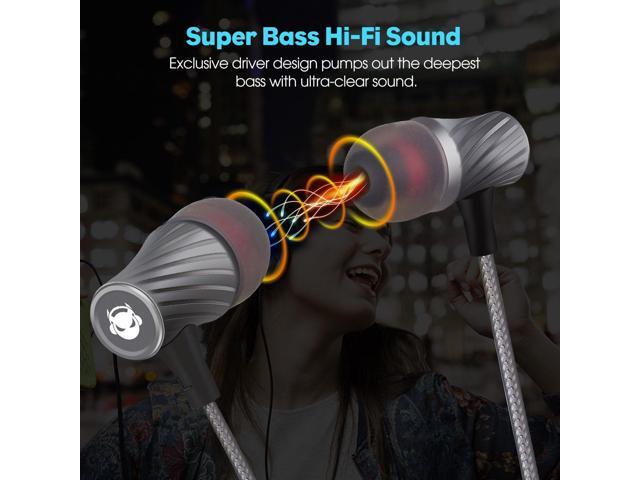 Super Bass Wired Earbuds with Microphone Noise Cancelling, Deep Bass Ear Buds for Gaming, Travel, Work Comfortable, Durable Wired Earphones with...