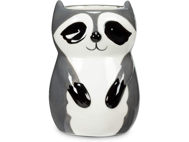 Abbott Collection Mini Sitting Raccoon Planter/Vase - Ceramic, Grey (4' H)