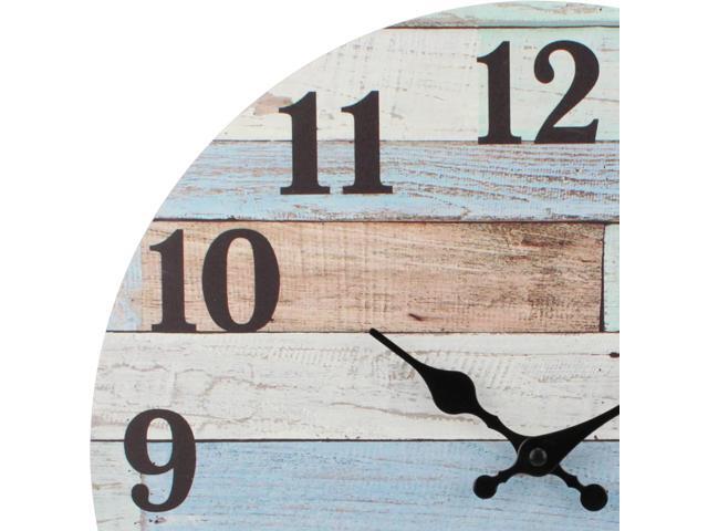 Stonebriar Vintage Coastal Worn Blue 14 Inch Round Battery Operated Wall Clock