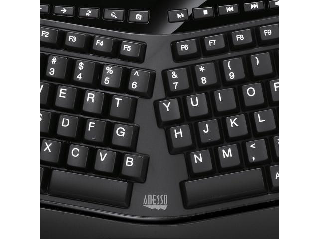 Adesso AKB-450UB - Ergonomic Keyboard with Built-in Touchpad & Palm Rest for Comfort, Wired USB, Multimedia Hotkeys, Split Keys Design - Compatible...