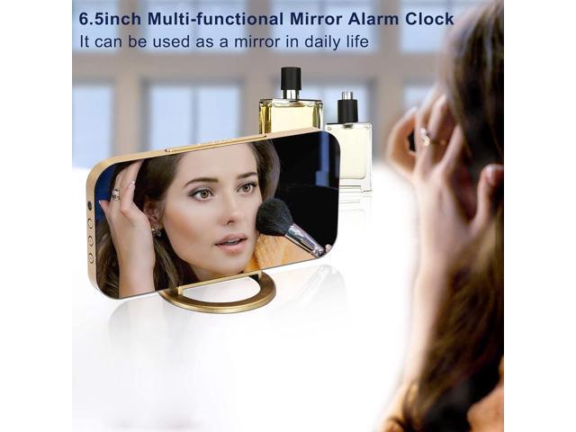 SZELAM Digital Alarm Clock,LED and Mirror Desk Clock Large Display,with Dual USB Charger Ports,3 Levels Brightness,12/24H,Modern Electronic Clock...