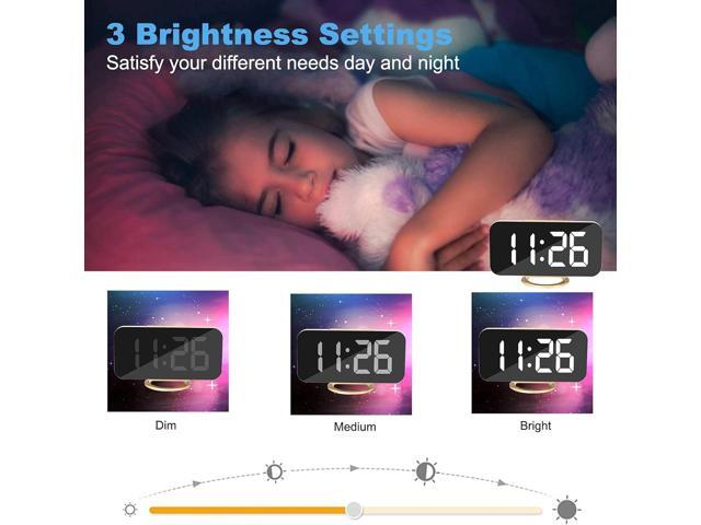 SZELAM Digital Alarm Clock,LED and Mirror Desk Clock Large Display,with Dual USB Charger Ports,3 Levels Brightness,12/24H,Modern Electronic Clock...