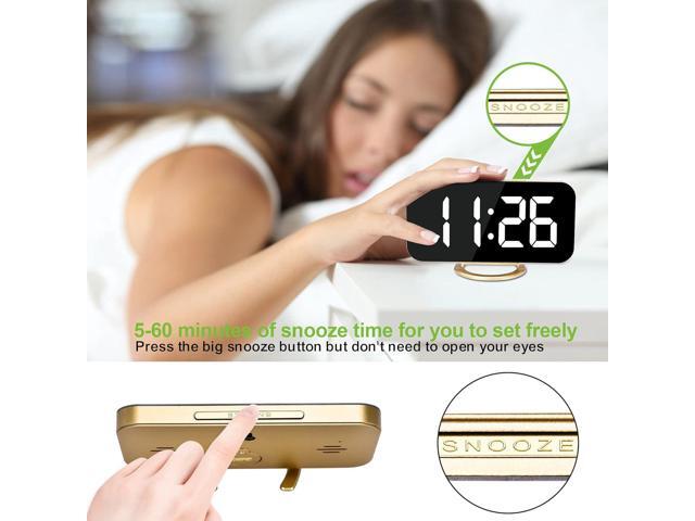 SZELAM Digital Alarm Clock,LED and Mirror Desk Clock Large Display,with Dual USB Charger Ports,3 Levels Brightness,12/24H,Modern Electronic Clock...
