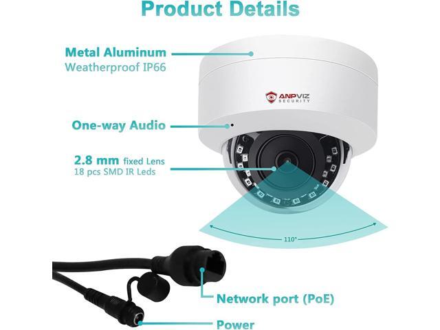 Anpviz 5MP PoE IP Dome Camera with Audio/Mic, IP Security Camera Outdoor Indoor, 98ft IR Night Vision, IP66 Waterproof, 2.8mm Lens, 24/7 Recording,...