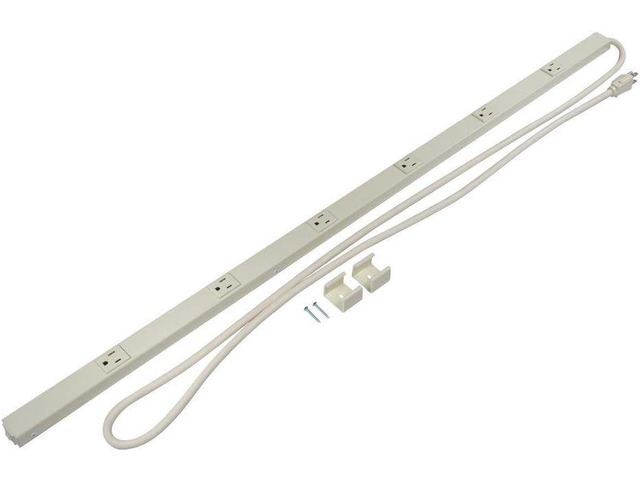 Legrand - Wiremold Wall Mount, Ivory Under Counter, 6 Foot Kitchen, 6 Outlet Power Strip to Use as Cable Management, PM36C