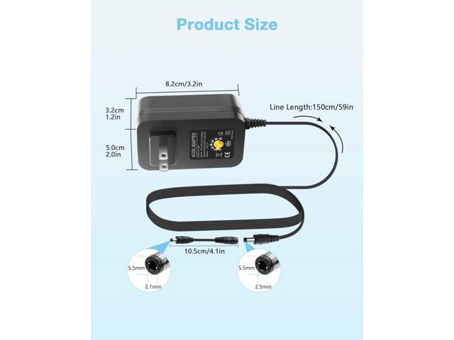Aclorol Universal Power Adapter 30W 12V 9V 7.5V 6V 5V 4.5V 3V Adjustable Variable Power Supply AC/DC Adapter Converter Switching 100V-240V AC to DC...