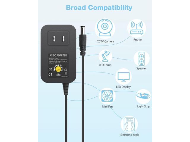 Aclorol Universal Power Adapter 30W 12V 9V 7.5V 6V 5V 4.5V 3V Adjustable Variable Power Supply AC/DC Adapter Converter Switching 100V-240V AC to DC...