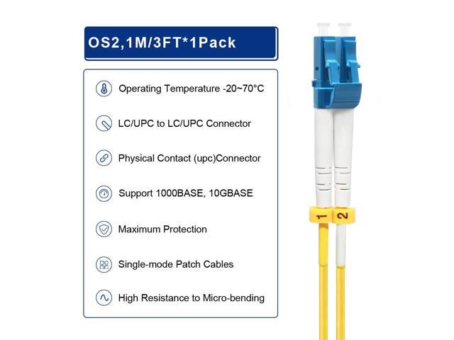 FLYPROFiber- 1M/3ft OS2 LC to LC Fiber Patch Cable Length Options: 0.2m-300m 1G/10GB Single Mode Duplex 9/125um SMF Fiber Optic Cable Cord LSZH...