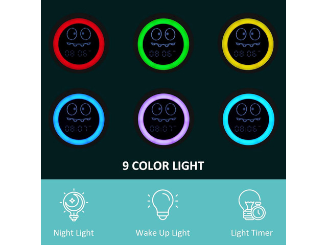 Kids Alarm Clock, Toddler Sleep Training Clock with Night Lights, Sound Machine, Time to Wake Dinosaur Alarm Clock for Children, Gift Ideas for...