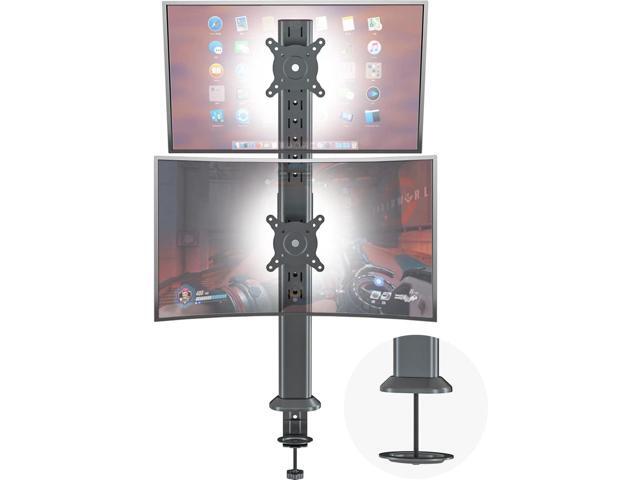 Hemudu Dual Monitor Articulating Desk Mount Arm Stand - Vertical Stack Screen Supports Two 13 to 34 Inch Computer Monitors with C Clamp
