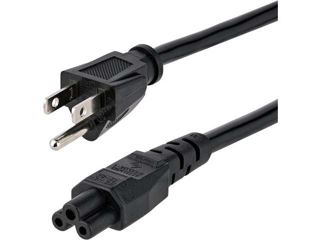 6ft (1.8m) Laptop Power Cord NEMA 5-15P to C5 (Mickey Mouse) 10A 125V 18AWG Lapt