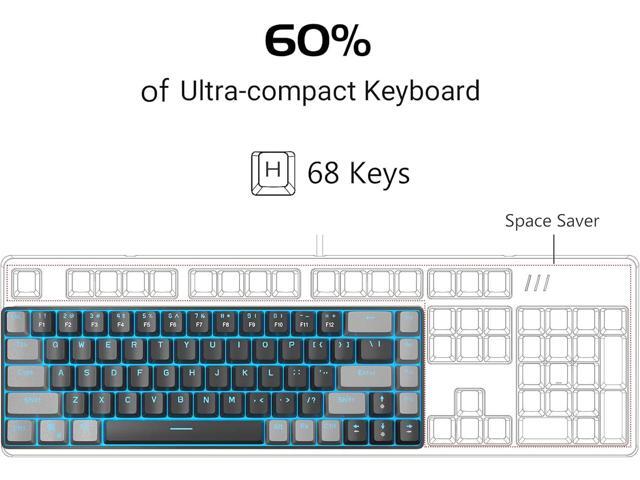 MageGee Portable 60% Mechanical Gaming Keyboard, MK-Box LED Backlit Compact 68 Keys Mini Wired Office Keyboard with Red Switch for Windows Laptop...