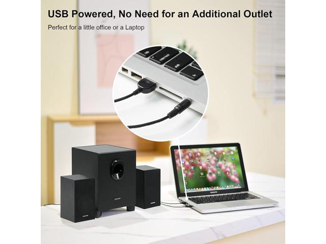 OROW S211 New USB-Powered 2.1 Multimedia Speakers System with Subwoofer,16W Computer Speakers,Strong Bass,3.5mm Audio Inputs,Great for PC/PS4/TV...