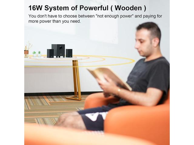 OROW S211 New USB-Powered 2.1 Multimedia Speakers System with Subwoofer,16W Computer Speakers,Strong Bass,3.5mm Audio Inputs,Great for PC/PS4/TV...