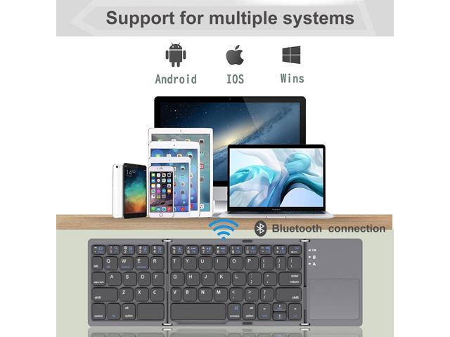 ROCK & ROWN Foldable Bluetooth Keyboard, Pocket Size Portable Wireless Keyboard with Touchpad for Mac OS,Android, Windows, Linux, PC, Tablet, with...