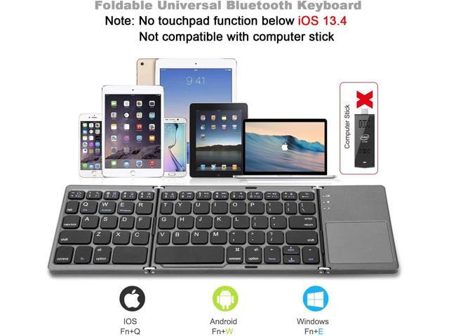 Foldable Bluetooth Keyboard, Wireless Portable Keyboard with Touchpad, Rechargeable Pocket-Sized for iOS,Android, Windows Devices -Space Gray