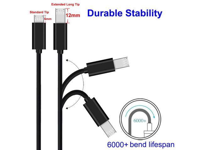 U 2-Pack 3FT 12mm Extra Long Tip Micro USB Cable Extended Connector for AGM/Blackview/Oukitel/Doogee/Leagoo/Zoji/Guophone V19 X3 Rugged Phones or...