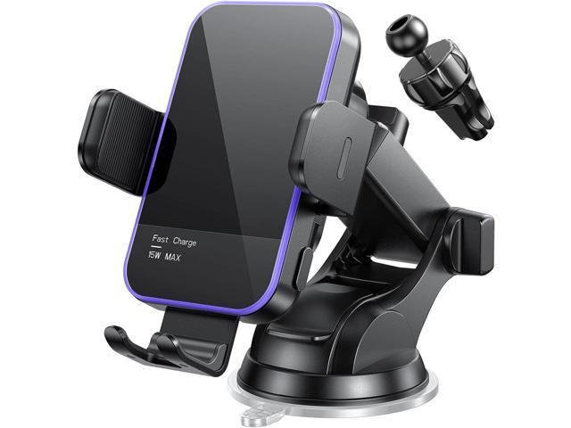 Wireless Car Charger,7 Colored RGB Backlit Mosurr 15W Auto Clamping Phone Holders for Your car fit for iPhone 16 15 14 Mini Pro Max, Samsung Galaxy...