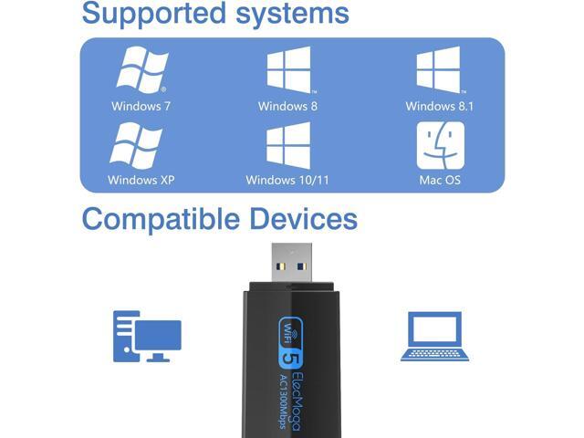 USB WiFi Adapter, ElecMoga 1300Mbps WiFi Dongle USB 3.0 Dual Band 5G/2.4G Wireless Network Adapter for Desktop Laptop PC, Dual 5dBi Antennas,...
