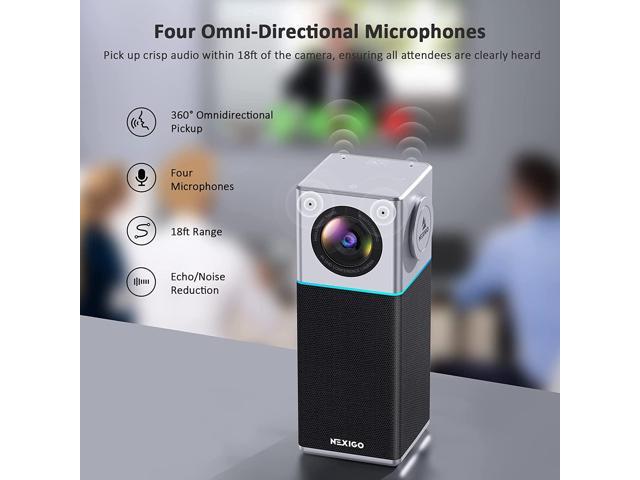 NexiGo N3000 4K Portable Video Conference Camera, Zoom Certified, AI Webcam with Speaker and Microphone, Auto-Framing, Noise Cancellation, 4-Mic...